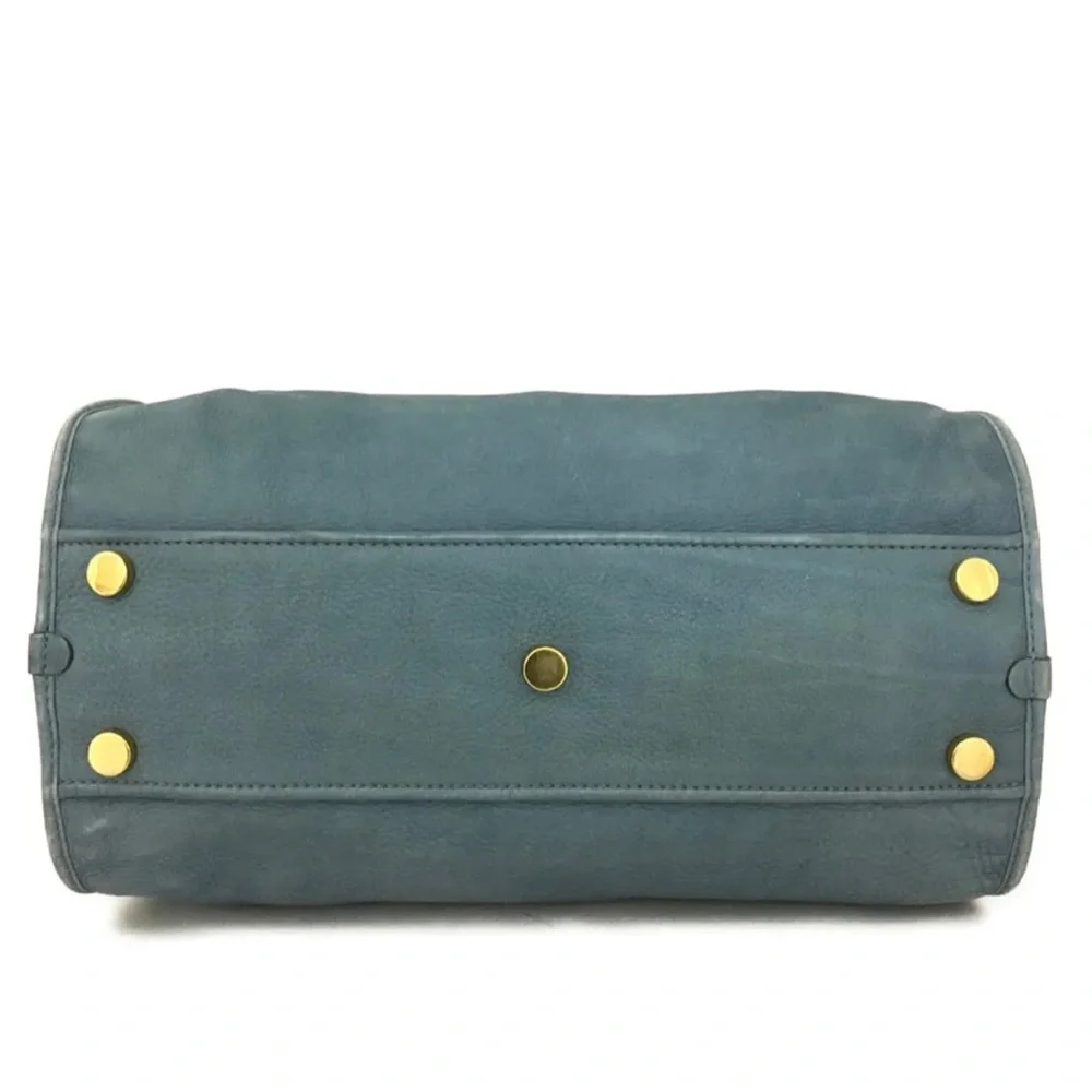 Authentic GUCCI Blue/Green Nubuck Leather Tote Satchel Bag - Picture 6 of 11